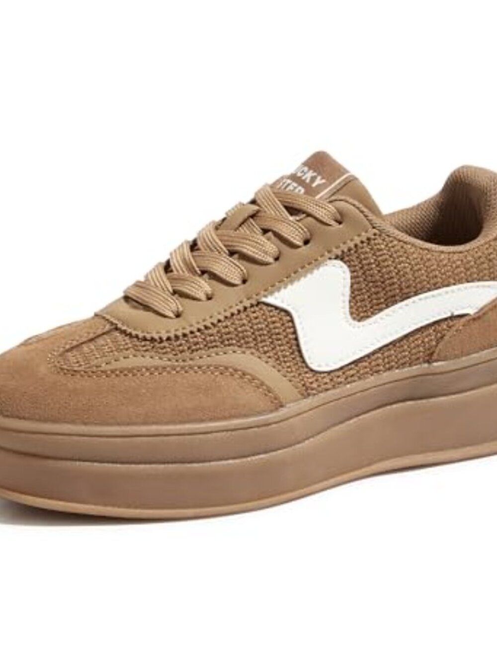 Women's Platform Fashion Sneakers Thick Sole Breathable Suede Leather - Picture 2 of 7